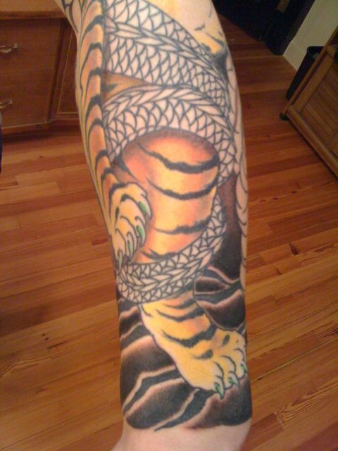 Tagged color dragon sleeve tattooforrest tiger